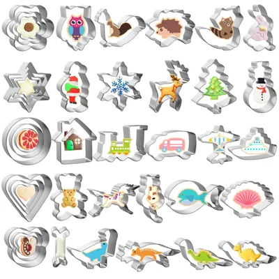 Immagine prodotto di Joyoldelf, set di 40 formine per biscotti, a tema natalizio, dinosauri e animali, ideali per bambini
