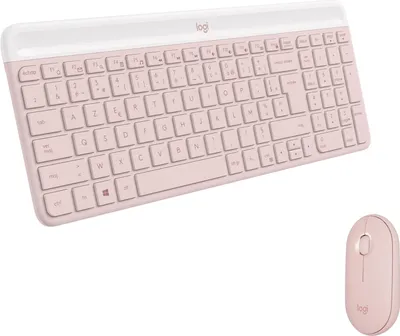 Immagine prodotto di Logitech Slim Wireless Combo MK470 - Set tastiera e mouse - senza fili - 2,4 GHz - AZERTY - francese - rosé