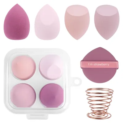 Produktbild von 4 Stück Make Up Schwämme Set, Professionelle Makeup Sponge mit Puderquaste und S