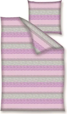 Produktbild von Traumschloss Renforcé Bettwäsche - Streifen pink grau 135 x 200 cm Streifen pink grau