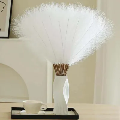 Image de Herbe d'ornement Pampas, 30 pièces, 55 cm, blanche, pour la décoration intérieure