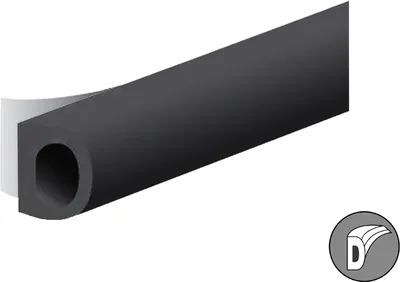 Productafbeelding van Ellen tochtstrip D-profiel, zwart, 8x6 mm, 7,5 meter