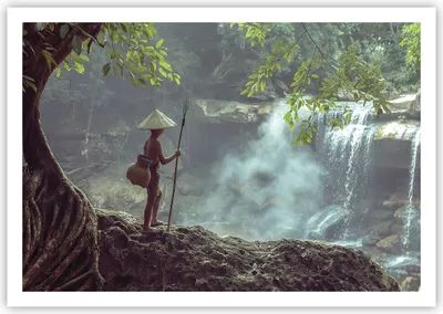 Produktbild von Poster - Poster ohne Rahmen - Asien Junge Wasserfall - 100x70 cm - Wand Bild - Wanddeko - Wandbilder - Kunstposter - Wandposter - Bilder - Kunstdruck - Wanddekoration - Wandbild - P2XAA100x70-4307