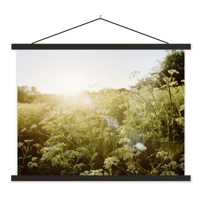 Produktbild von MuchoWow® Textilposter Blumen - Weiß - Frühling 40x30 cm mit schwarzem Rahmen - Dekorationen