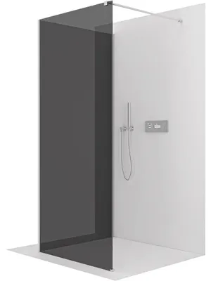 Produktbild von CERANO - Duschabtrennung Walk-in, Eckausführung, Onyx Corner Cube, L/P - 8 mm - rechteckige Stütze - Chrom, getöntes Glas (grau) - 120x90x200 cm