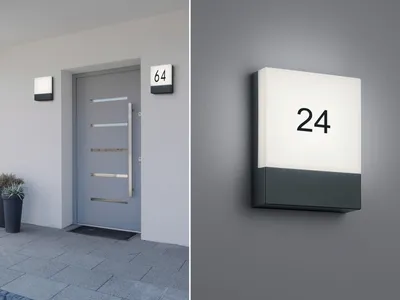 Produktbild von 2-er Set moderne LED Außenwandleuchten, Hausnummernbeleuchtung, Anthrazit
