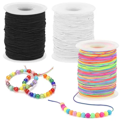 Produktbild von Elastisches Band, 3 Stück – 100 Meter, für Schmuck und Bastelarbeiten
