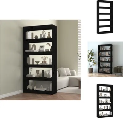 Zdjęcie produktu dla vidaXL Regał/rozdzielacz do pokoju czarny 80x30x167,4 cm lite drewno sosnowe - Regały i biblioteczki