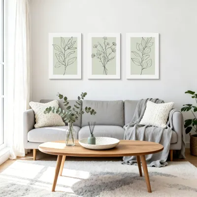 Produktbild von Leinwand Wanddekoration Set, 3-teilig, botanisches Boho Design, für Wohnzimmer