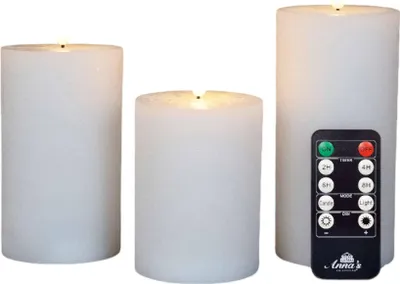 Produktbild von Coen Bakker LED Kerzen Fernbedienung Stumpenkerzen weiß 3-er Set shabby style 3D Flamme warmweiß Ø7,5cm