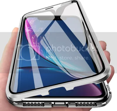 Produktbild von LaimTop iPhone XR Hülle, Vollbildabdeckung Gehärtetem Glas mit Magnetischer Adsorptionskasten Metall Rahmen 360 Grad Komplett Schutzhülle für iPhone XR Silber