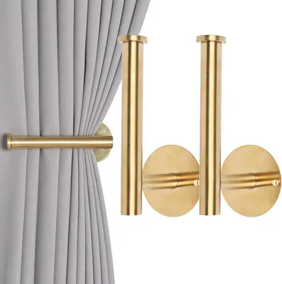 Imagen del producto de Soportes para cortinas de metal autoadhesivos, 2 unidades, 16 x 7 cm, para salón y dormitorio