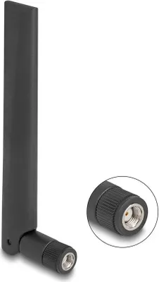 Produktbild von Delock WiFi 6E Antenne RP-SMA Stecker 3 dBi omnidirektional mit Kippgelenk schwarz