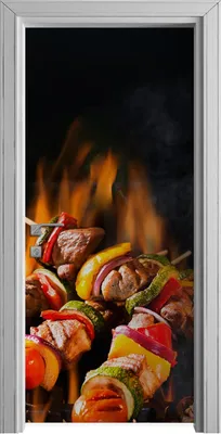 Produktbild von Tür Selbstklebende 90x210 cm Türfolie Türtapete Klebefolie - Fleischspieße vom Grill