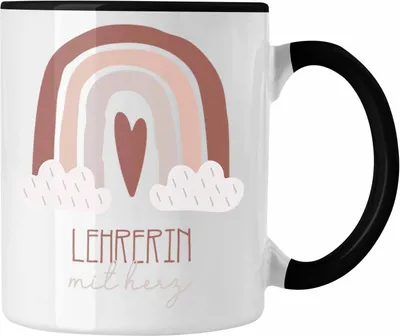 Produktbild von Trendation - Lehrerin Tasse Geschenk Danke Kaffeetassse Geschenkidee für Klassenlehrerin mit Herz Spruch (Schwarz)