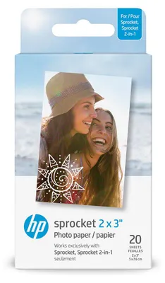 Image de HP Sprocket Zink Papier photo (20 feuilles), Couleur:Zinc