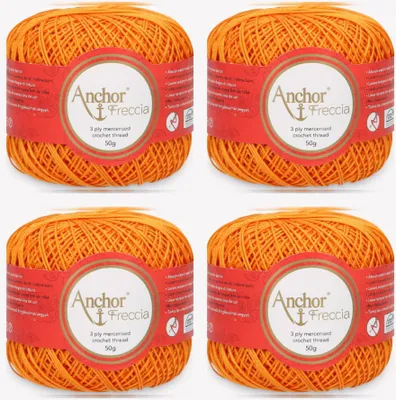 Produktbild von 4x Anchor Freccia 6 – Baumwollgarn zum Häkeln (Farbe 00314)
