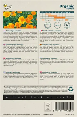 Productafbeelding van Zaden slaapmutsje aurantiaca 0.5 gram Organic Tuinplus