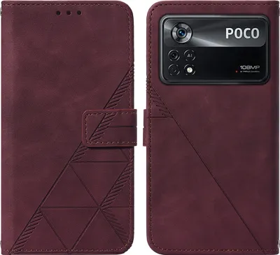 Image de Etui en cuir pour Xiaomi Poco X4 Pro 5G étui design avec embossage, porte-cartes et support rouge