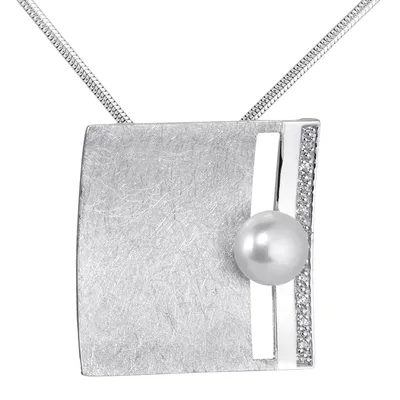 Produktbild von MATERIA Kettenanhänger Silber 925 Damen groß - Perlen-Schmuck Kette rhodiniert mit Geschenk-Box KA-145