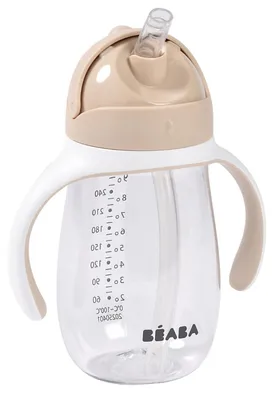Productafbeelding van BÉABA 2-in-1 leertrainingfles en rietjesbeker 300 ml – 100% lekvrij, gemakkelijk te openen, afneembare handgrepen, gemaakt van Tritan en siliconen, robuust