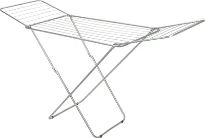 Produktbild von Posten Anker Wäscheständer aus Aluminium, leicht und stabil, ausklappbare Flügel, 18m Trockenlänge, platzsparend zusammenklappbar, für Kleidung, Handtücher und Bettwäsche, Silber