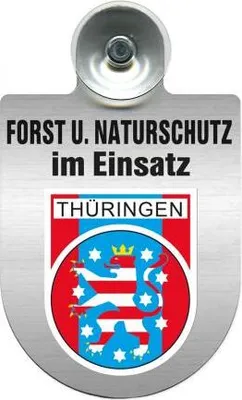 Produktbild von Einsatzschild mit Saugnapf - Forst u. Naturschutz im Einsatz 393813 incl. Regionenwappen nach Wahl Color - Region Thüringen