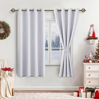 Imagen del producto de Cortinas opacas Unyqoos® con ojales – Juego de 2 unidades, color blanco, microfibra, 175 x 140 cm cada una, protección UV y contra la luz, aislamiento térmico y acústico, ideales para dormitorios y salones