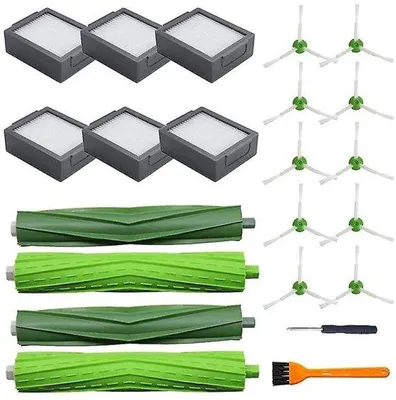 Image de Accessoires pour aspirateurs - Kit d'accessoires - Compatible avec les aspirateurs iRobot Roomba (i7, i7+, E5, E6, séries 800/900) - 4 brosses principales, 6 filtres, 10 brosses latérales