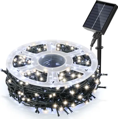 Image de Guirlande lumineuse solaire LED ISOISL, 80 mètres, 800 LED, 8 modes, lampe solaire pour intérieur et extérieur, idéale pour les jardins, les fêtes et les décorations de Noël. Éclairage extérieur, décoration, lumière blanche froide