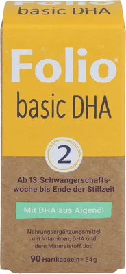 Produktbild von Folio 2 Basic DHA für Schwangerschaft & Stillzeit mit bioaktiver Folsäure, 90 St. Kapseln