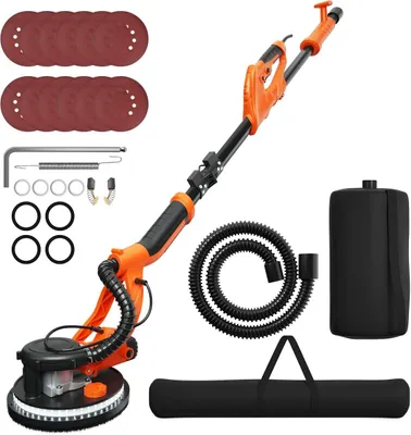 Produktbild von GOPLUS Deckenschleifer 750w, 800-1750 U/min, Ø250mm, Wandschleifmaschine mit Staubsammelsystem und Teleskopstiel, Trockenbauschleifer inkl. LED-Lichter und 12 Schleifteller
