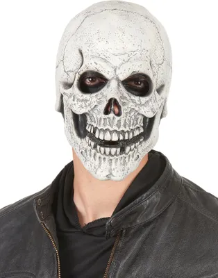 Produktbild von Latex Maske Totenschädel Halloween für Erwachsene weiss-schwarz - Einheitsgröße