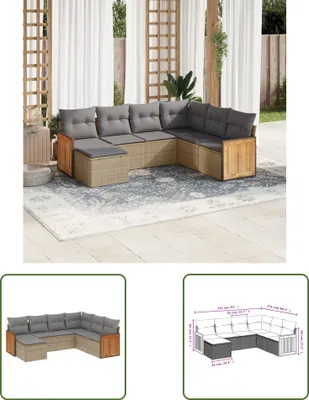 Produktbild von The Living Store 7-tlg. Garten-Sofagarnitur mit Kissen Beige Poly Rattan