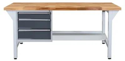 Produktbild von ADB Werkbank lichtgrau, anthrazitgrau 3 Schubladen 150,0 x 75,0 x 85,0 cm