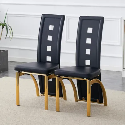 Produktbild von STILVORA Esszimmerstuhl 2er Set mit Lochmuster, Essstuhl aus Kunstleder mit Metallbeinen, Küchenstuhl für Esszimmer und Wohnzimmer,PU Essstuhl,Design Essstuhl