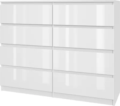 Produktbild von Komoda AVEN 120 cm - 8 szuflad - biały lakier - sypialnia, salon - biały lakier, szafki do salonu, szafki z szufladami