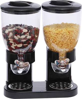 Produktbild von Müslispender doppelt Kornflakes Spender Cerealienspender für Müsli Cerealien Süßigkeiten-Schwarz