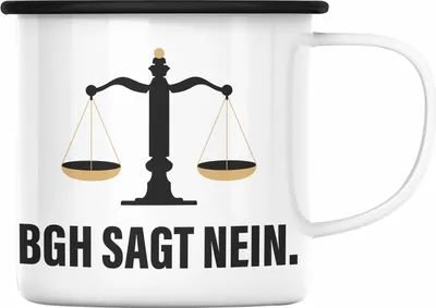 Produktbild von Trendation - Jura Geschenk Emaille Tasse mit Spruch für Jurist Juristin Geschenkideen Lustig für Examen Staatsexam (Schwarz)