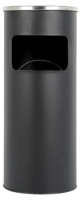 Produktbild von 30 Liter Mülleimer mit Aschenbecher, Standaschenbecher für den Außenbereich, Herausnehmbarer Abfalleimer aus Edelstahl, Ø25×60 cm (Schwarz)