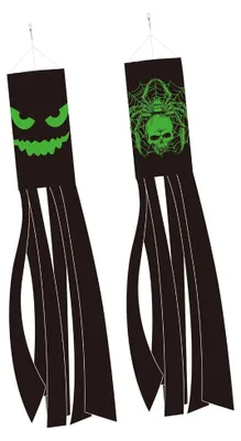 Halloween-Windsack, 2er-Pack, schwarz, leuchtend, 100 cm