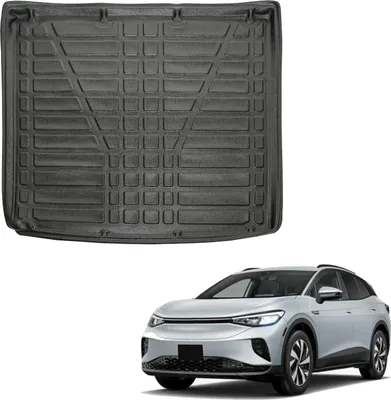 Image de Tapis De Coffre Sur Mesure Pour Volkswagen Id.4 Depuis 2021, Noir, Antidérapant, Bord Haut, Toutes Saisons