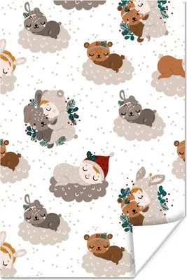 Produktbild von MuchoWow® Poster Muster - Tiere - Schlafen 20x30 cm - Papierdruck