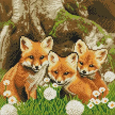 Produktbild von Crystal Art Fuchswelpen 30x30 cm