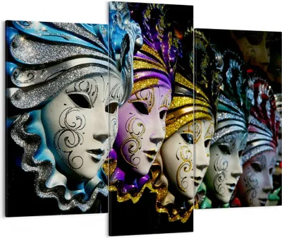 Produktbild von Bild auf Leinwand - Leinwandbild - Abstrakt Maske Feder Festival - 130x100cm - Wand Bild - Wanddeko - Leinwanddruck - Bilder - Kunstdruck - Leinwand bilder - Wandkunst - CB130x100-2105