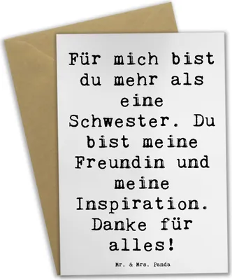 Produktbild von Mr. & Mrs. Panda Grußkarte Spruch Meine Schwester - Weiß - Geschenk, Aufmerksamkeit, besondere Überraschung, Dankbarkeit, weihnachtskarten, dankeskarten, Wertschätzung
