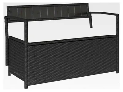 Produktbild von Gartenbank mit Stauraum für Kissen und Auflagen, Schwarz, Poly Rattan