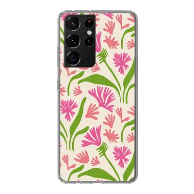 Produktbild von MuchoWow® Handyhülle Schutzhülle Hülle für Samsung Galaxy S21 Ultra Blume - Muster - Blatt Silikon Softcase Handy Hülle - Mobiltelefon