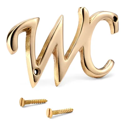 Produktbild von NKlaus Türschild WC aus Messing gold Toilettenschild 9,5x5cm Dekoration Schilder 11757