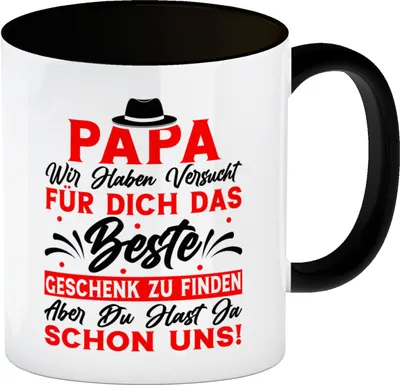 Produktbild von Papa wir haben versucht das beste Geschenk zu finden... Kaffeebecher in Schwarz